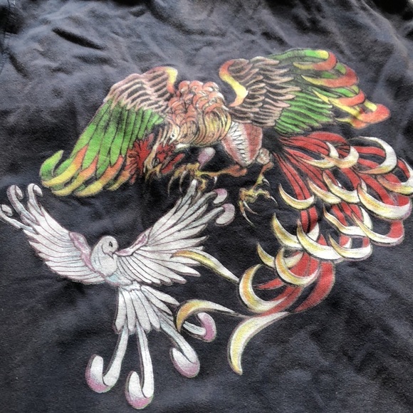 Bleach washed artist zip front hoodie size L - Picture 7 of 9